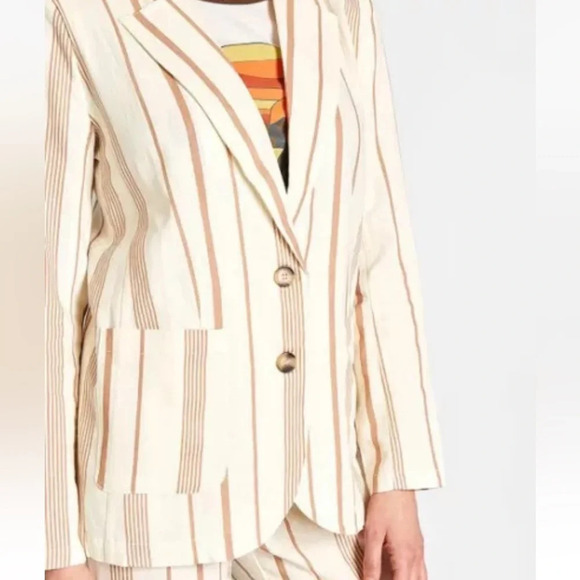 ModCloth New Opportunity Linen-Blend Blazer Jacket Stripes Plus Size 4X NWT - Picture 3 of 10